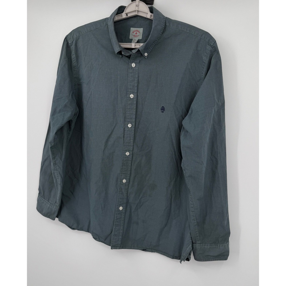 Brooks Brothers Red Fleece Mens XXL Blue Green Houndstooth Button Down Shirt - Picture 6 of 7